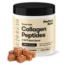 Polvere di proteine di peptidi del collagene di Keto perfetta con olio di MCT, collagene idrolizzato, supplemento di tipo I & III, erba senza glutine Fed, basso carb, crema di caffè Keto, collagene per le donne e gli uomini, caramella salata
