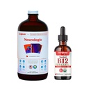 LIQUIDHEALTH Neurologic Nootropic Focus Supplement & Organic Methyl B12 5000mcg Vitamin Drops with Tart Cherry Juice for Immune Support, Memoria migliorata e concentrazione, Energia naturale, Salute complessiva