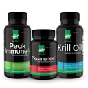Daiwa Peak Immune 4 - Natural Immune System Booster + Plasmanex 1 – Integratore di circolazione sanguigna + Krill Oil – Omega 3 Krill olio capsule