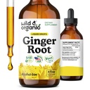 Gocce di estratto di radice di zenzero selvatico e organico - Supporto immunitario e digestivo - Integratori di zenzero liquido - Vegan, Tintura senza zucchero e alcol - 4 fl oz