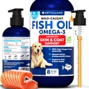 Omega 3 Fish Oil for Dogs - Meglio di Salmon olio - Skin e Coat Defense Liquid Supplemento per Allergy Relief - Alto EPA & DHA per perdere, mobilità, prurito, Joint & Bone Health Support - 8 FL OZ