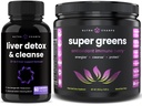 NutraChamps Liver Cleanse Detox Capsule e Super Greens Antiossidante Superfood Powder Bundle