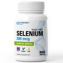 Puregen Labs Selenium 200 mcg Yeast Free Essential Mineral - 500 compresse vegetariane | Supporto immunitario e antiossidante | Non OGM, Gluten Free, Made in USA