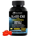 Olio di Krill antartico Softgels–1600mg per Serving con 2mg Astaxantina, High Omega‐3 (174mg EPA & 120mg DHA) in Phospholipid Forma–Supports Joint, Heart, Skin & Brain Health–60 Softgels aromatizzati al limone