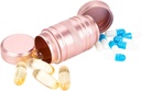 Contenitore della pedana del metallo della piccola pedana del contenitore - scatola impermeabile della pedana per il borsellino tascabile, supporto giornaliero della pedana di viaggio 2 volte al giorno, organizzatore di medicina portatile per la vitamina, oli di pesce, integratori rosa 1 pacchetto