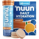Immunità Nuun Electrolyte Tablets con vitamina D, C, E, & A, Ginger, Elderberry, Magnesio & 4 Altri elettroliti essenziali, Vegan, Blueberry Tangerine, 8 Pack (80 Serve Totale)