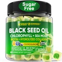 Gommie di olio di semi neri, clorofilla e moss supplemento 500mg, biotina 500mcg con collagene idrolizzato per pelle, capelli e unghie, Vit E, C, zinco per la salute generale, stampata a freddo organica, ad alto assorbimento
