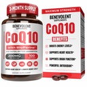 Benevolent Pure CoQ10 200mg Softgels con BioPerine® per Max Absorption, Ubiquinone Coenzyme Q10 Supplemento per la salute del cuore, la produzione di energia, l'invecchiamento sano e il supporto antiossidante, 100 Softgels
