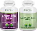 Estratto di semi di Uva puramente olistico 400mg + bacche di biancospino 665mg Bundle - 400 capsule vegane - Made in USA
