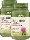GNC Herbal Plus Latte Thistle 1300mg, Twin Pack, 120 Caplets per bottiglia, Supporta la funzione di fegato sano