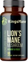 KingsManeTM Organic Lion's Mane Mushroom Supplement, Memoria, Focus, & Clarity Brain Support, 1200mg, 60 capsule