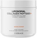 Polvere di peptidi di collagene liposomico di Codeage + vitamina C & Quercetin, Complesso di Phospholipid, Collage idrolizzato a forma di pasta di erba Tipo I & III Supplemento All-in-One, Non OGM, 14.97 oz