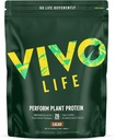 Vivo life Perform Plant Protein Powder | 25g Protein con 6g BCAAs, Iron, Zinc, Turmeric & Herbal Enzyme Blend | Lactose Free & Easy to Digest, Plant-Based Nutrition | Raw Cacao - 26 Servings