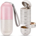 Zannaki 2 in 1 organizzatore di pillole con Cutter,Grain Fiber Weekly Pill Case Large Compartment Moisture Proof,Magnetic Lock,BPA Free Travel Pill Box 7 giorno per tenere Pills,Vitamins,Fish Oil,Supplements