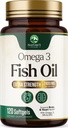Omega 3 Fish Oil 2400 mg supplemento, Sostenibilmente Sourced, Triple Strength Omega-3 Supplementi Softgels, Supporto per la salute del cervello, EPA & DHA Fish Oil Fatty Acids Supplements, Gluten & GMO Free, 120 Softgels
