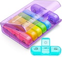 AUVON organizzatore settimanale di pillole 3 volte al giorno, grande 7 giorni Pill Box 3 volte al giorno con contenitore separato, custodia portatile per pillole per farmaci, vitamine, olio di pesce e integratori