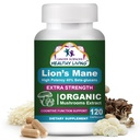 Leoni organici Mane Mushroom Supplemento capsule per uomini e donne - 1.500mg Brain Supplements for Memory & Focus - Alta potenza 40% Beta-Glucans - Nootropic Mushroom Complex, 120 Count