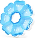 Cute Pill Organizer 7 giorni, Color Blocking Weekly Pill Box, Daily Medicine Container con grandi scomparti per Fish Oils/Vitamins/Medication/Supplements (Blue)