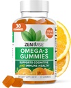 Zenwise Health Omega 3 Gummy Supplemento - Burpless Omega 3 Supplemento con DHA & EPA acidi grassi per la salute immunitaria - Sustainable Sourced Fish Oil, Flaxseed Oil & Vitamin E - 30 Gummies