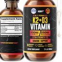 Gocce di vitamina D3 K2 – Vitamine liquide per le donne, Men & Teen - Integratori di resistenza Bone - Vitamine D3 K2 Mt per il supporto immunitario & salute del cuore - Vitamina D3 10000 Iu Liquid K2 Gocce – 2 oz