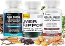 Sea Moss, Black Seed Oil,Mushroom & Herb Supplemento con Lions Mane, Tail Turchia, Reishi, Cordyceps, Chaga,And Liver Cleanse and Detox & Repair - con Milk Thistle ,All In One Supplment (3 pacchetti).