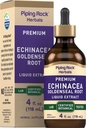 Piping Rock Echinacea Goldenseal Tincture | 4 Fl Oz Liquid Drops | Alcohol Free Herbal Extract | Vegetariano, Non OGM, Gluten Free Supplement