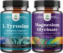 Bundle of Free Form L Tyrosine 500mg Capsule - Supplemento L-Tirosina ad alta resistenza per l'energia mentale e il supporto di messa a fuoco e glicinato di magnesio 400mg per il servizio per il sonno del mood e rilassamento
