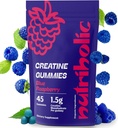 Creatina Monoidrato Gummies per Uomini e Donne - Facile da Digerire, Vegan, Senza Glutine, Non OGM, 1.5g di Creatina per Gomma - 45ct (45 conte, lampone blu)