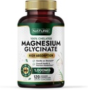 Costruito da Natura Magnesio Glycinate 1000mg – Alto assorbimento Magnesio Supplemento – 100% Chelated, Gentle on Stomach - Muscolo, Cuore, Bone & Relax Support - Non-GMO, Vegan - 120 Capsule