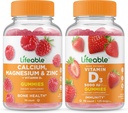 Calcio vitale, Magnesio, Zinco & Vitamina D + Vitamina D 5000 IU, Gummies Bundle - Grande Degustazione, Integratore di vitamina, Senza glutine, OGM Free, Masticabile