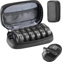 Serfeymi Organizzatore di viaggio settimanale 2 volte al giorno AM ha aggiornato la scatola di pillole nere 7 giorni con la custodia portatile della pillola dell'unità di elaborazione della cerniera, organizzatore di medicina per pillole, vitamine, oli di pesce - nero 01