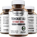 Vegan Labs Tongkat Ali 200:1 Extract, 1200MG Per Servings- 180 Vegan Capsules- Supporta energia e Stamina- Gluten Free, Non-GMO Premium Quality Supplement