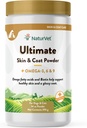 NaturVet Ultimate Skin and Coat Powder Plus Omega 3, 6 e 9 Supplemento per cani e gatti, polvere, fatto negli Stati Uniti con ingredienti di origine globale 14 oncia