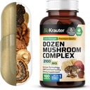 BIO KRAUTER Dozen Mushroom Complex Capsule 2100 mg di miscela - 100 Vegan Caps - 12 estratti in un unico bagno Supplemento per il supporto immunitario - Lions Mane, Reishi, Cordyceps