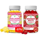 Lunakai Collagen e Multivitamin Gummies Bundle - Integratori Anti OGM con Biotina, Zinco, Vitamina C ed E - 100% Valore giornaliero di 16 vitamine e minerali essenziali - 30 giorni di fornitura