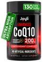 High Absorption CoQ10 200MG - Co Q10, 200mg Softgels per la produzione di energia e di salute del cuore - Enhanced Co Q 10 Integratore con antiossidanti e olio di lino - CoQ10 200 mg Per Servo