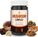 Mushroom Supplement Complex, Lions Mane, Reishi, Tail Turchia, Chaga, Maitake, Agaricus, 6 Funghi organici ad alta resistenza per l'energia, il fuoco, la memoria e il supporto del sistema immunitario