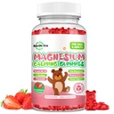 Magnesio Gummies per bambini - Magnesio Glycinate Gummies Supplemento con L-teanina, Vitamina B6, D3 per bambini e adulti Dormire, Calma, Relax, Cervello, Bones, Zucchero Fragola Libera 60ct