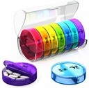Organizzatore di pillole settimanali 2 volte al giorno - Grande capacità - Scatola di pedaggio di viaggio 7 giorni con blocco di coperchio a tenuta stagna - Custodia di pedaggio portatile per borsa - ideale per vitamine, integratori e pillole di olio di pesce (Rainbow)