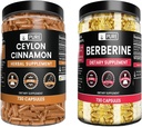 PURE ORIGINAL INGREDIENTI Ceylon Cinnamon e Berberine capsule Bundle (730 capsule ciascuno) No Magnesio o Filler di riso, Lab verificato