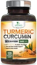 Integratore curcuma curcuma curcuma 2600mg - 95% Curcuminoidi con Estratto di Pepe Nero BioPerine e Turcuma Organico per Migliore Assorbimento, Supporto congiunto Vegano Naturale, Non OGM, Bottigliato negli Stati Uniti - 120 Capsule