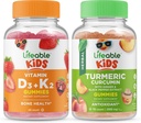 Vitamina vitale D3 + Vitamina K2 Bambini + Curcumina curcuma curcuma curcuma bambini, Gummies Bundle - Grande degustazione, Supplemento di vitamina, Senza glutine, OGM libero, pancia masticabile
