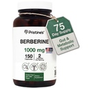 Capsule di supplemento di Berberina di PRISTINE - 1000 MG 75 Day Supply 150 Capsule - Cuore, & Immunity Health Support Antiossidante - Tratto Digestivo & Healthy Gut Flora Support