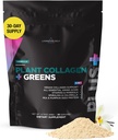 Livingood Daily Plant Collagen + Greens Powder, Vanilla Flavor, 5-in-1 Collagen Support with Pea Protein, Aminoacidi, Spirulina, Chlorella & Vitamina C, Hair Skin Nails Support, Vegan, 30 Servings