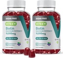 Viteey Biotin Gummies per capelli, pelle e chiodi 10.000mcg - Zucchero Libero - Gummie di crescita dei capelli, Glow sano della pelle, forte crescita sana delle unghie - Vegan, senza glutine, Gelatin Free- Tasty Berry Flavor