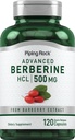 Piping Rock Berberine HCL Supplemento | 500mg | 120 capsule | Estratto di mirtillo | Non OGM, Gluten Free