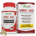 #1 URIC GO Uric Acid Cleanse Support Supplemento per G.O.U.T - Natural Kidney Cleanse Detox Formula Chanca Piedra, Celery Seed, Tart Cherry, Cranberry, Pomegranate, Turmerico, Vegan Non OGM 60 capsule