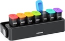 AUVON Moisture-Proof organizzatore di pillole settimanali con design di bloccaggio, Sleek Pill Box 7 giorni Facile da usare, Nero caso di pillole per la protezione della privacy, Portacandele per farmaci, vitamine, oli di pesce, integratori