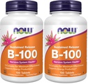 NOW Supplementi, vitamina B-100, rilascio prolungato, produzione di energia*, salute del sistema nervoso*, 100 compresse (pacchetto di 2)