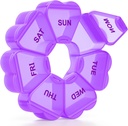 Grande organizzatore di pillole settimanali, scatola di pillole 7 giorno, KAPENS Daily Vitamin Case Large Capacity Compartments, contenitori di pillole per i supplementi di medicina dell'olio di pesce, viola